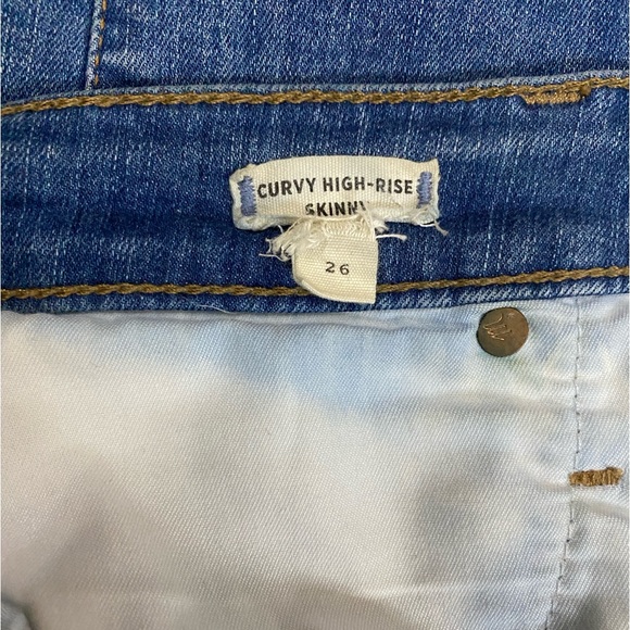 Madewell Women’s Distressed Curvy High-Rise Skinny Denim Blue Jeans Size 26 - Picture 3 of 9